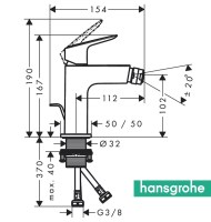 MEDIDAS MONOMANDO BIDE 100 LOGIS FINE HANSGROHE